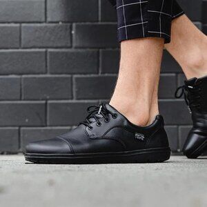 Lems Nine2Five Mens 6 Womens 7.5 Black Leather Minimalist Barefoot Oxford Shoes